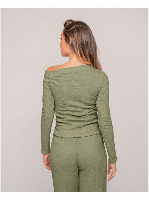 Top manches longues asymétrique texturé FLORITA - Kiabi