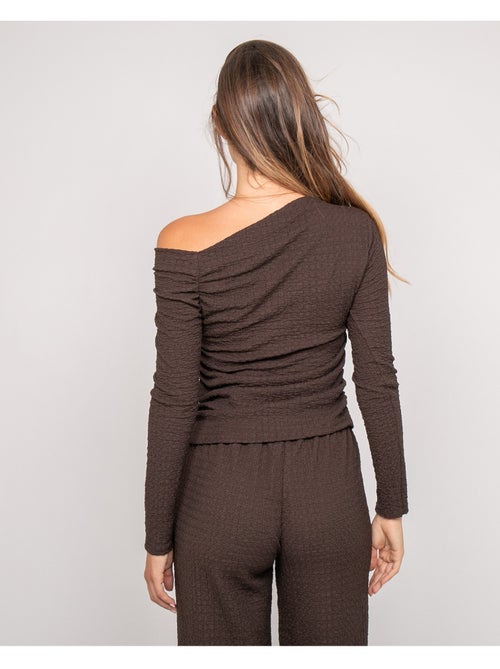 Top manches longues asymétrique texturé FLORITA - Kiabi