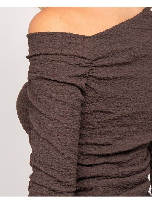 Top manches longues asymétrique texturé FLORITA - Kiabi