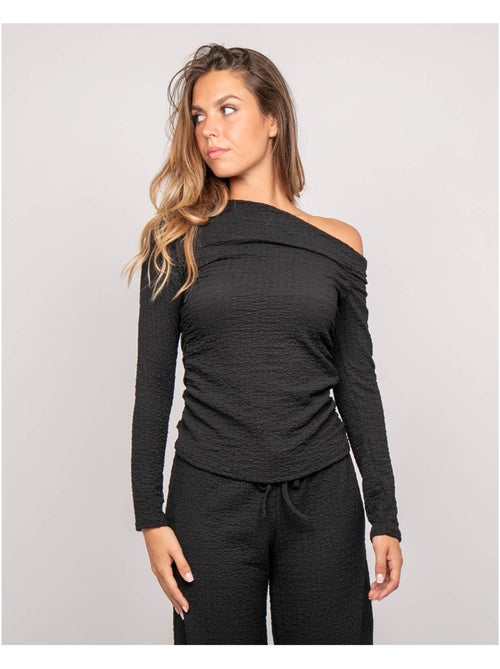 Top manches longues asymétrique texturé FLORITA - Kiabi