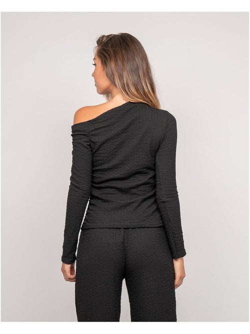 Top manches longues asymétrique texturé FLORITA - Kiabi