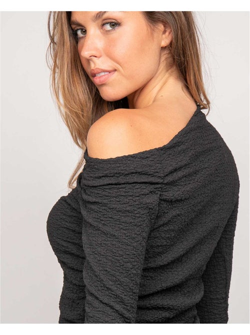 Top manches longues asymétrique texturé FLORITA - Kiabi