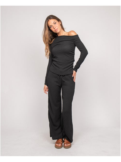 Top manches longues asymétrique texturé FLORITA - Kiabi