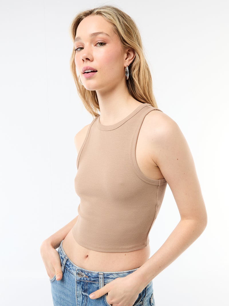 Top met Amerikaanse armsgaten Biege - Kiabi