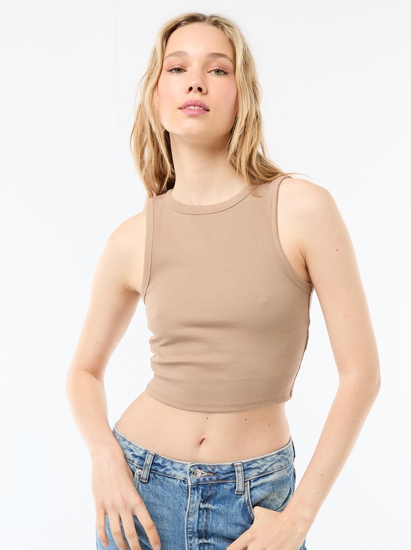 Top met Amerikaanse armsgaten Biege - Kiabi