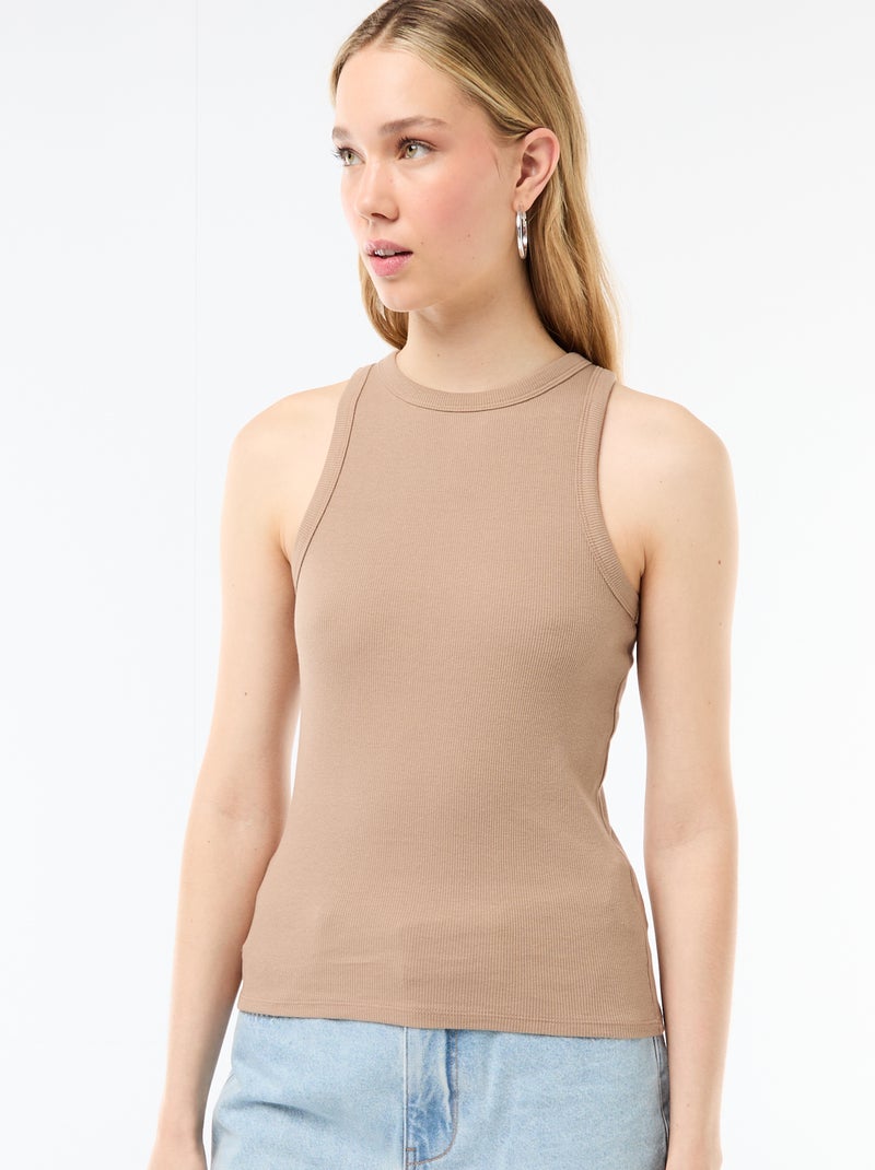 Top met Amerikaanse armsgaten Biege - Kiabi