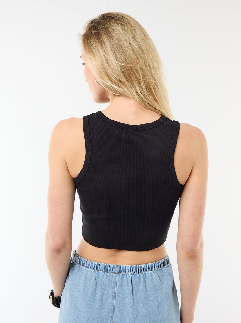 Top met Amerikaanse armsgaten Zwart - Kiabi