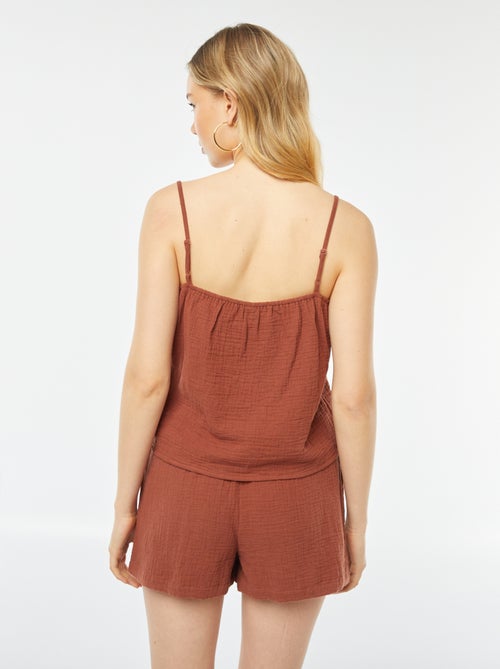 Top met bandjes van luchtig geweven, dubbele katoen - Kiabi