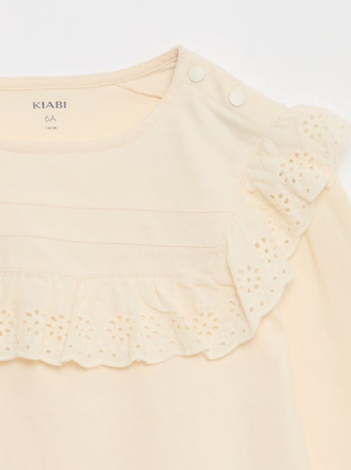 Top met broderie anglaise aan de halsinzet - So Easy - Kiabi