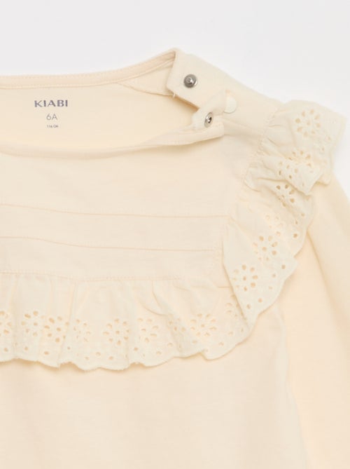 Top met broderie anglaise aan de halsinzet - So Easy - Kiabi
