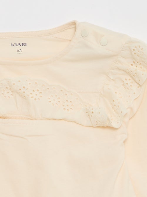 Top met broderie anglaise aan de halsinzet - So Easy - Kiabi