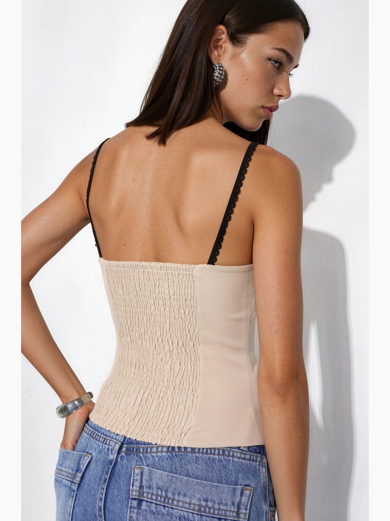 Top met contrasterende details hiccup Klei-beige - Kiabi