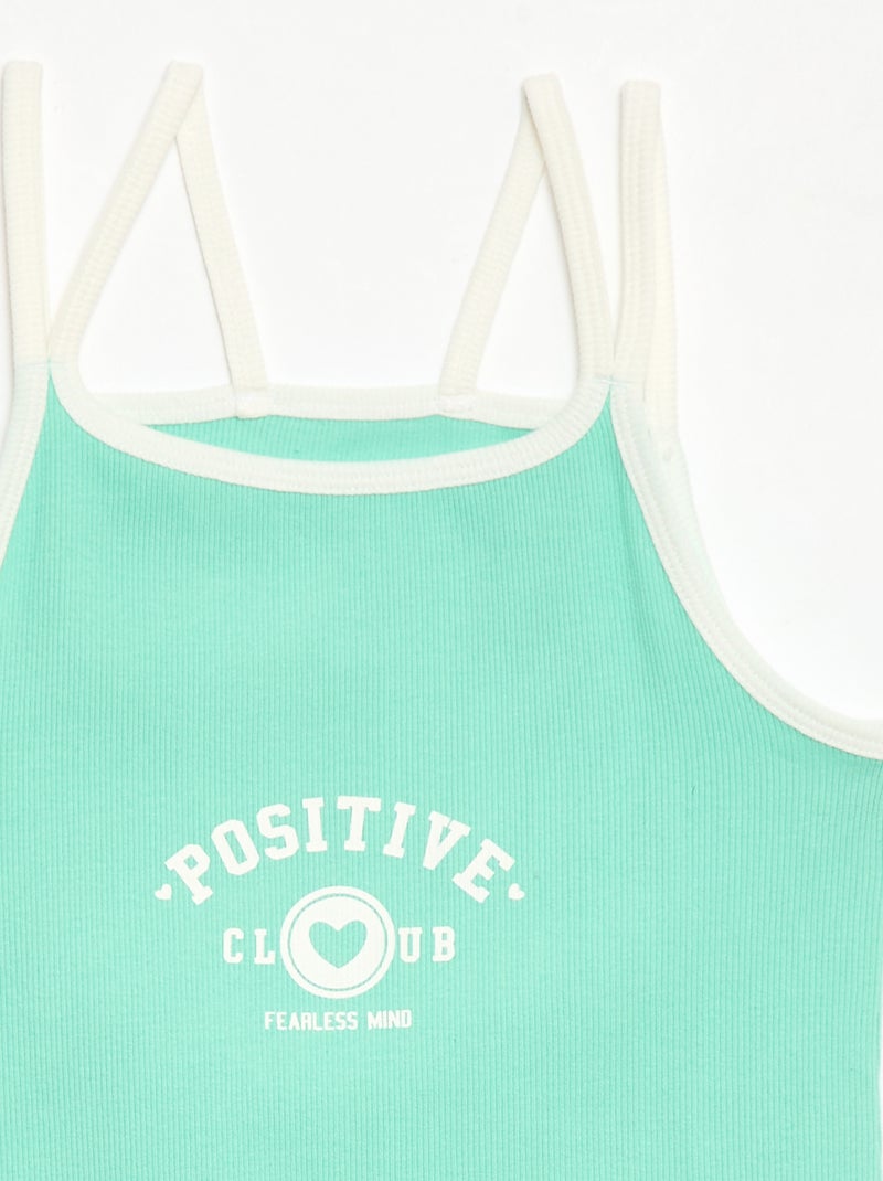 Top met fijne bandjes en borstanimatie Groen - Kiabi