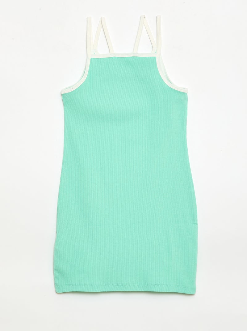 Top met fijne bandjes en borstanimatie Groen - Kiabi