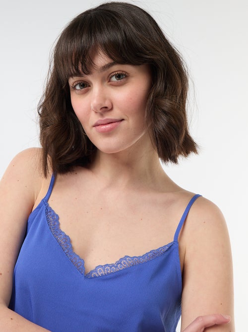 Top met fijne, verstelbare schouderbandjes en kanten kraag - Kiabi