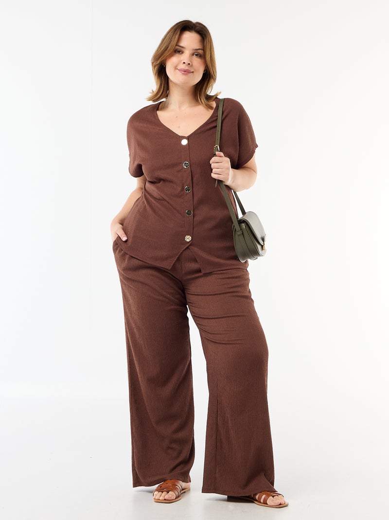 Top met goudkleurige knopen Bruin - Kiabi