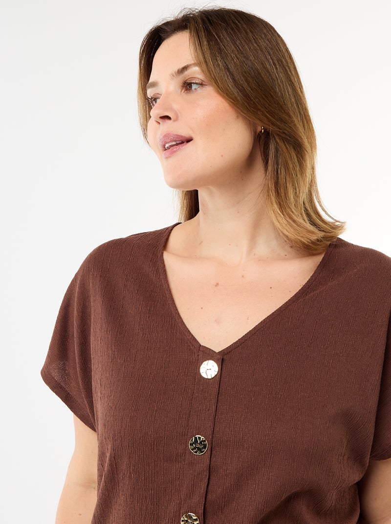 Top met goudkleurige knopen Bruin - Kiabi