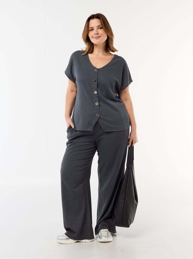 Top met goudkleurige knopen Grijs - Kiabi