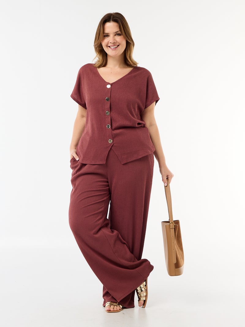 Top met goudkleurige knopen Rood - Kiabi