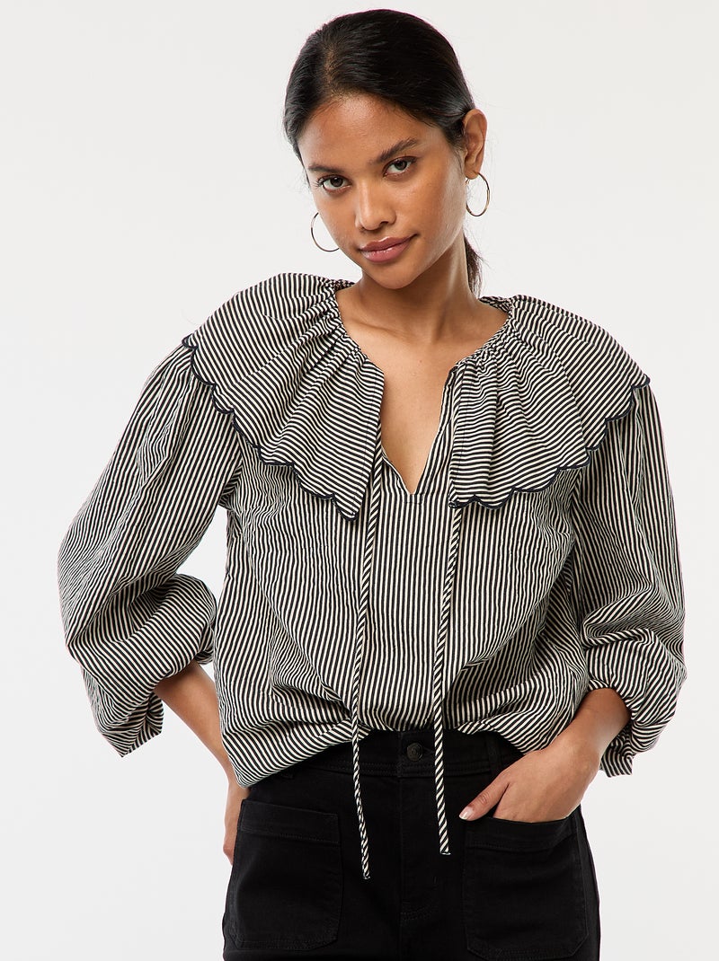 Top met grote peterpankraag Blauw - Kiabi