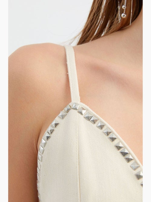 Top met hartvormige hals en strass hiccup - Kiabi Top met hartvormige hals en strass hiccup - Kiabi