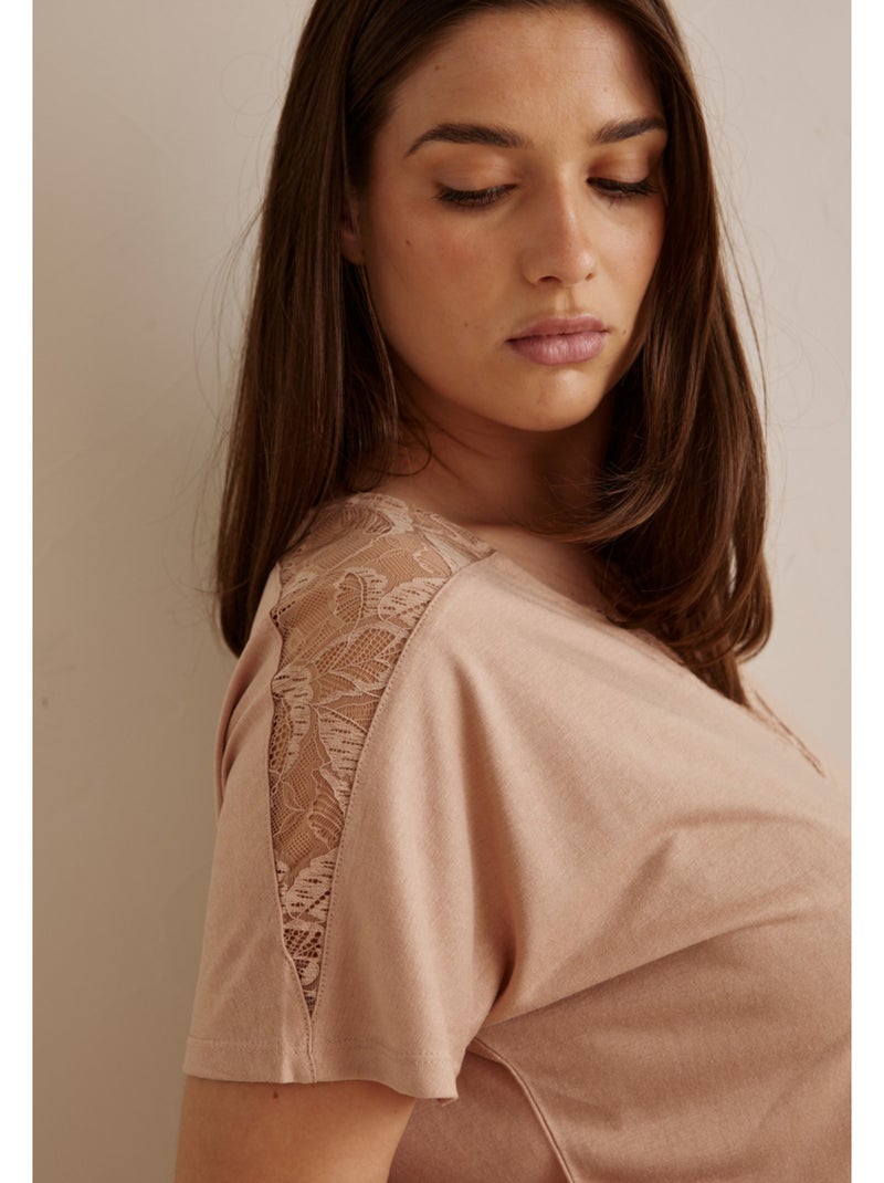 Top met korte mouwen dilia Beige - Kiabi