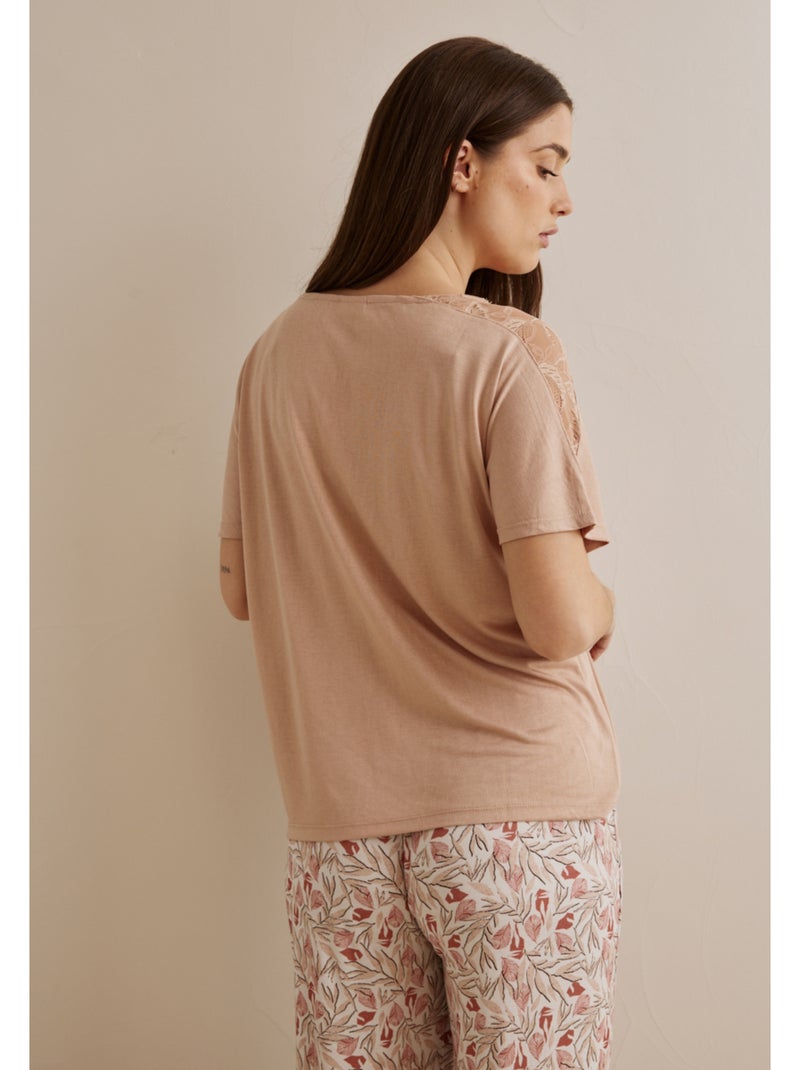 Top met korte mouwen dilia Beige - Kiabi