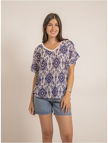 Top met korte mouwen en flavina-print