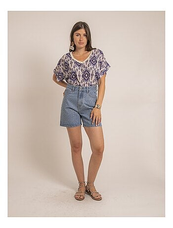 Top met korte mouwen en flavina-print