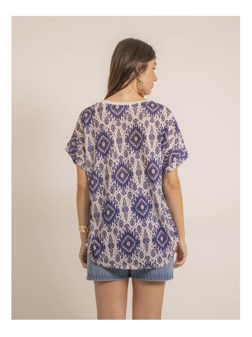 Top met korte mouwen en flavina-print - Kiabi Top met korte mouwen en flavina-print - Kiabi