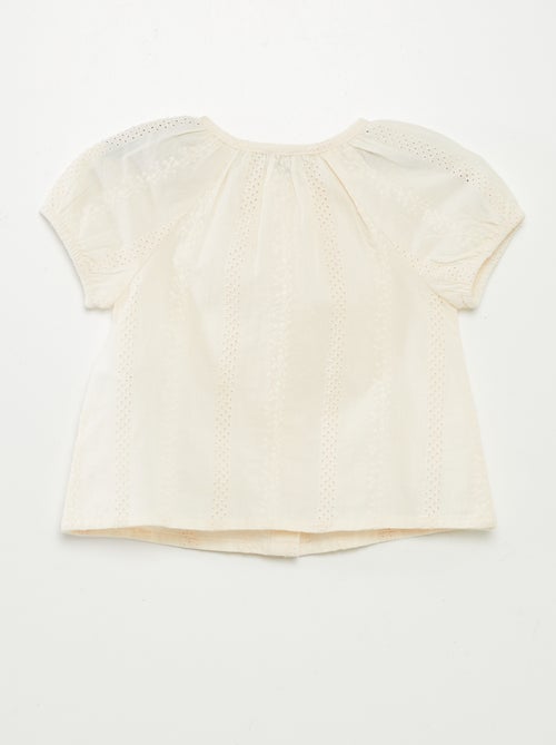 Top met korte mouwen met broderie anglaise - Kiabi