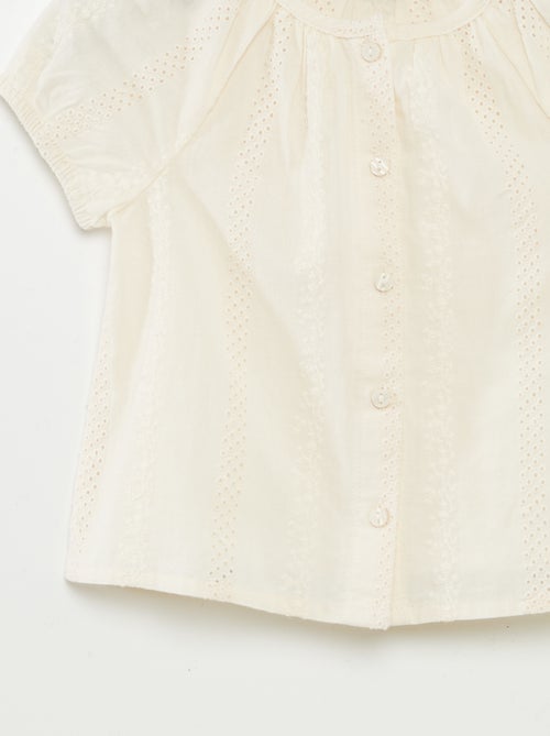 Top met korte mouwen met broderie anglaise - Kiabi