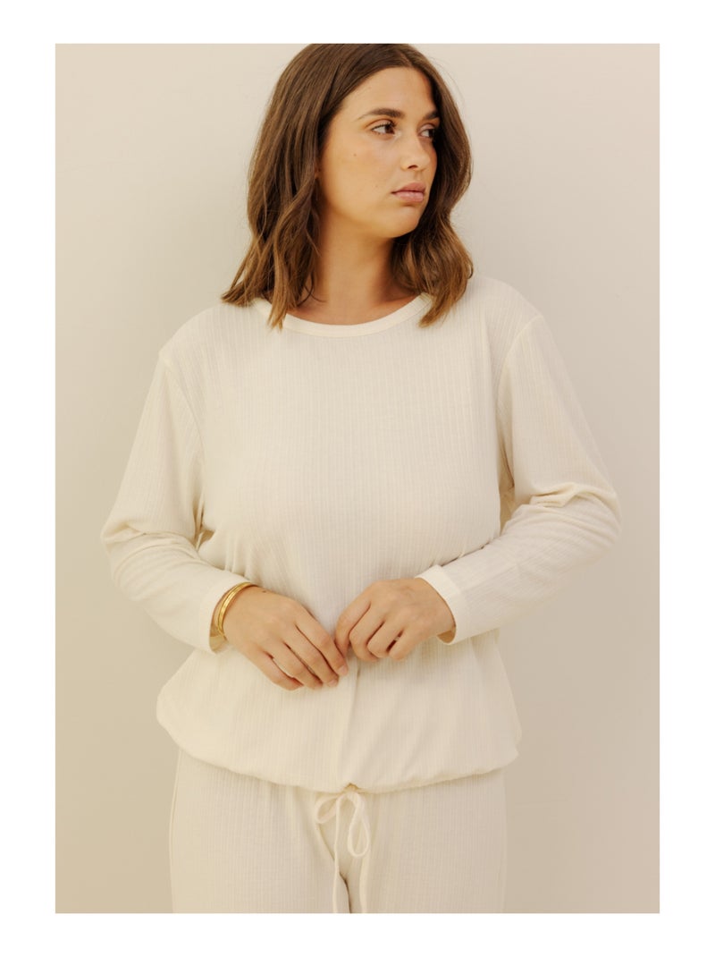 Top met lange mouwen cara Beige - Kiabi