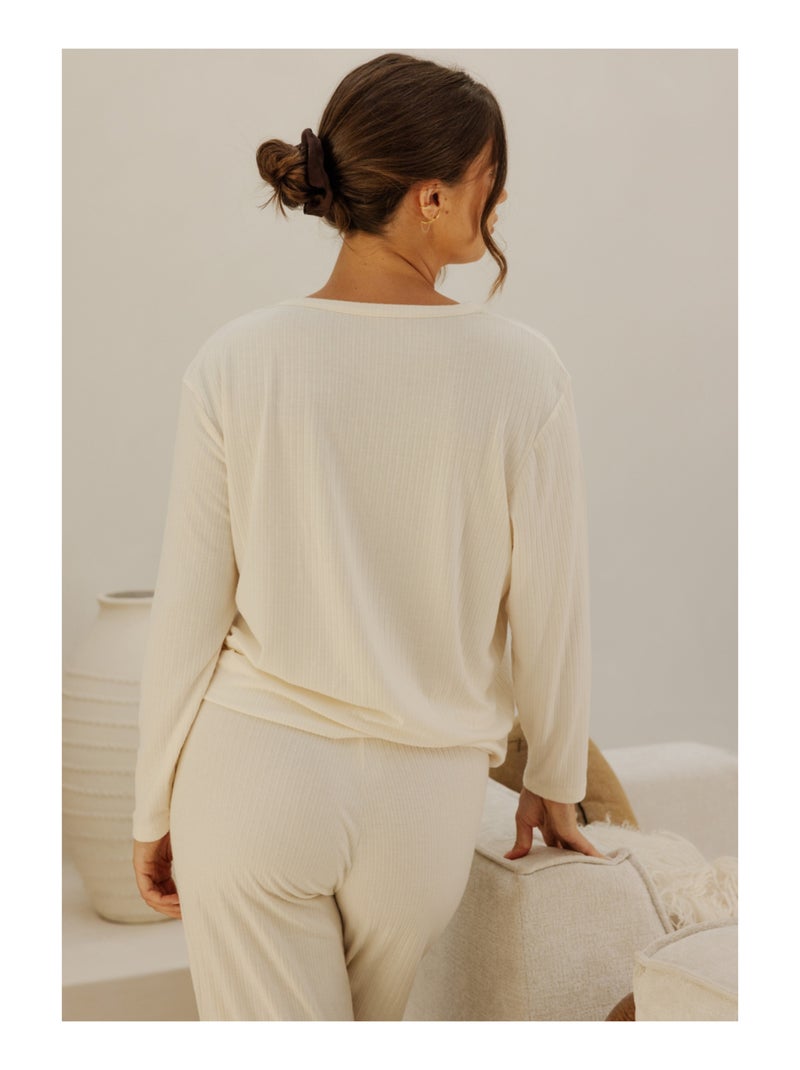 Top met lange mouwen cara Beige - Kiabi