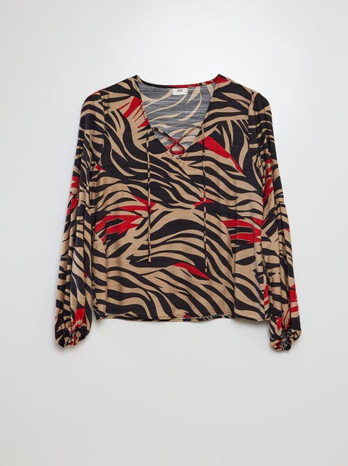 Top met lange mouwen, V-hals en zebraprint | 'JDY' - Kiabi