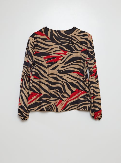 Top met lange mouwen, V-hals en zebraprint | 'JDY' - Kiabi