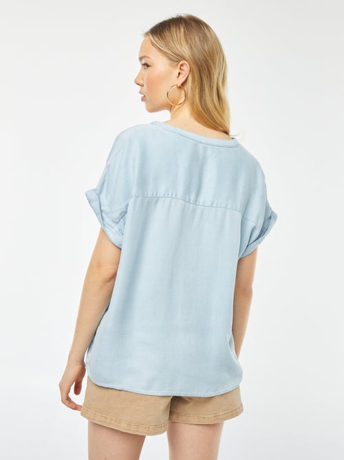 Top met maokraag en korte mouw met omgeslagen boordje - Kiabi