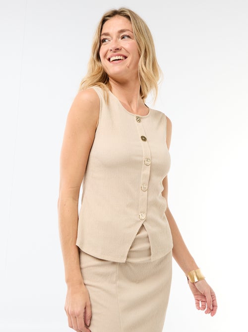 Top met opening door goudkleurige gehamerde knopen - Kiabi