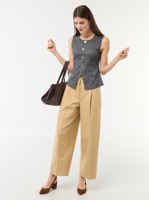 Top met opening door goudkleurige gehamerde knopen - Kiabi