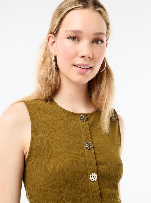 Top met opening door goudkleurige gehamerde knopen - Kiabi