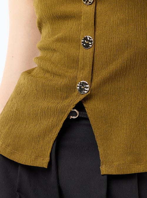 Top met opening door goudkleurige gehamerde knopen - Kiabi