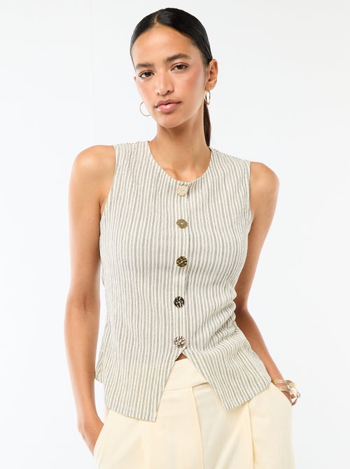 Top met opening door goudkleurige gehamerde knopen - Kiabi