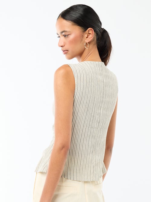 Top met opening door goudkleurige gehamerde knopen - Kiabi