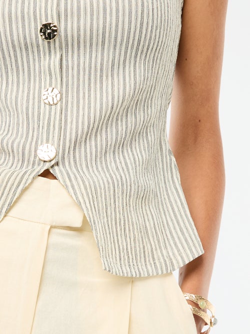 Top met opening door goudkleurige gehamerde knopen - Kiabi