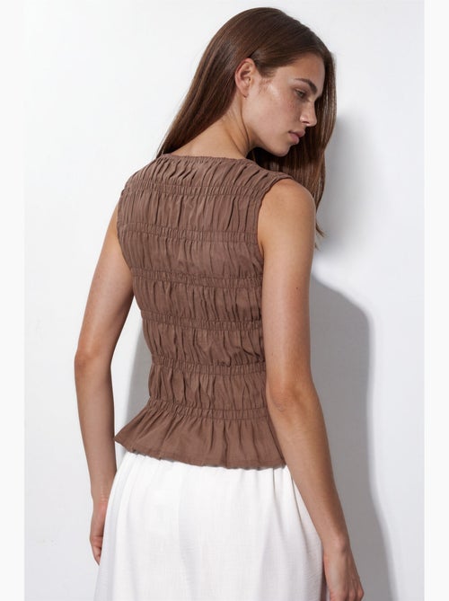 Top met rimpels en strikjes hiccup - Kiabi