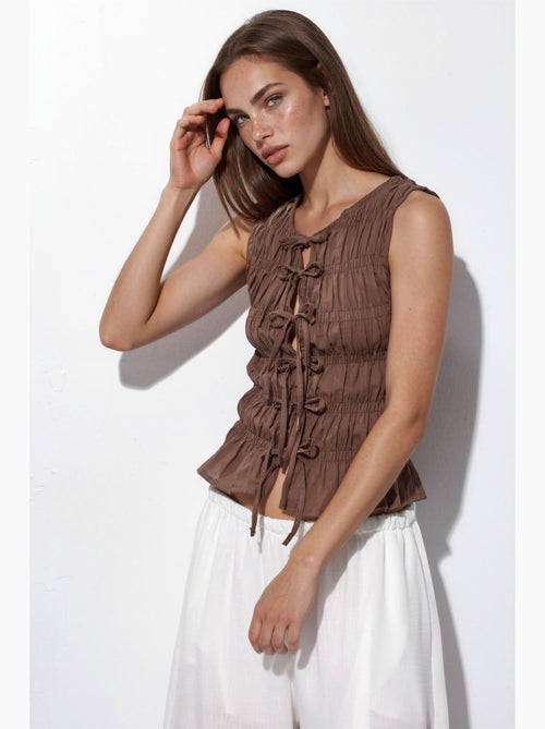 Top met rimpels en strikjes hiccup - Kiabi