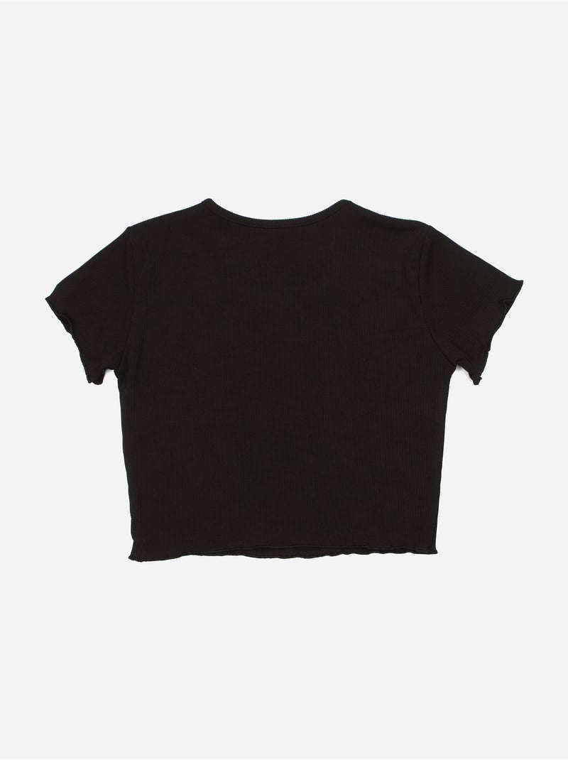 Top met ronde hals - Kids Star Zwart - Kiabi
