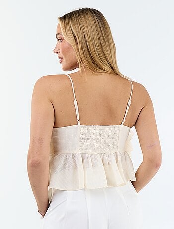 Top met ruches en smalle schouderbandjes