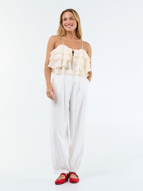 Top met ruches en smalle schouderbandjes - Kiabi