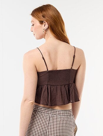 Top met ruches en smalle schouderbandjes